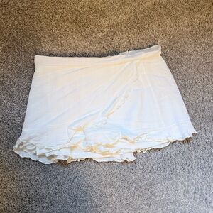 White Ruffled Mini Skort